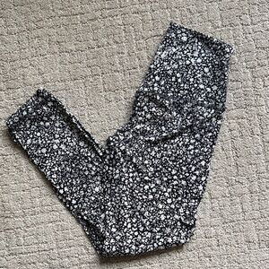 lululemon athletica Black and White Floral Leggings